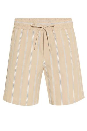 Bermuda in cotone a righe beige e bianco PAOLO PECORA | D0521580RA11
